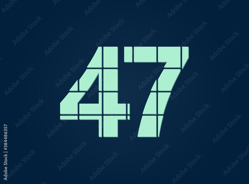 47 number, vector desing font. Made of knife cut. For logo, brand label, design elements, corporate identity, application & more. IsolatedEps10 illustration 47 number, vector desing font. Made of knife cut. For logo, brand label, design elements, corporate identity, application & more. IsolatedEps10 illustration