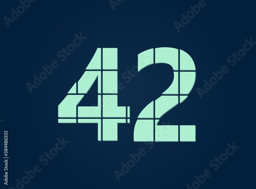 42 number, vector desing font.  Made of knife cut. For logo, brand label, design elements, corporate identity, application & more. IsolatedEps10 illustration photo