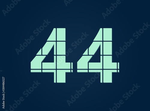 44 number, vector desing font.  Made of knife cut. For logo, brand label, design elements, corporate identity, application & more. IsolatedEps10 illustration photo