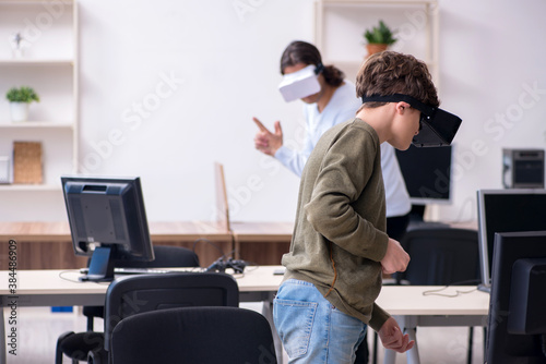 Father and son enjoying vitual reality