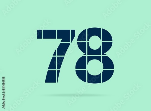 78 number, vector desing font.  Made of knife cut. For logo, brand label, design elements, corporate identity, application & more. IsolatedEps10 illustration photo