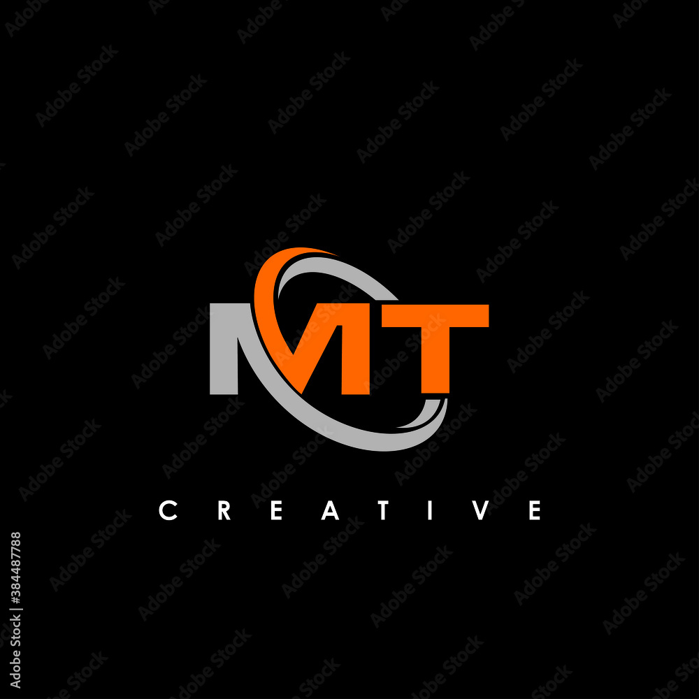 MT logo design template vector illustration - obrazy, fototapety, plakaty 