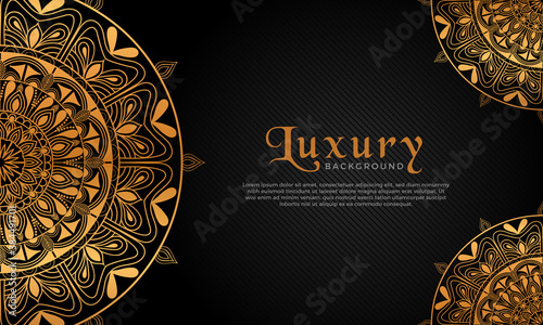 Luxury mandala background with floral ornament pattern. Hand drawn gold mandala design. Vector mandala template for decoration invitation, cards, wedding, logos, cover, brochure, flyer, banner. © Vector Cafe