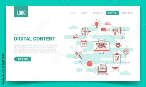 digital content concept with circle icon for website template or landing page banner homepage