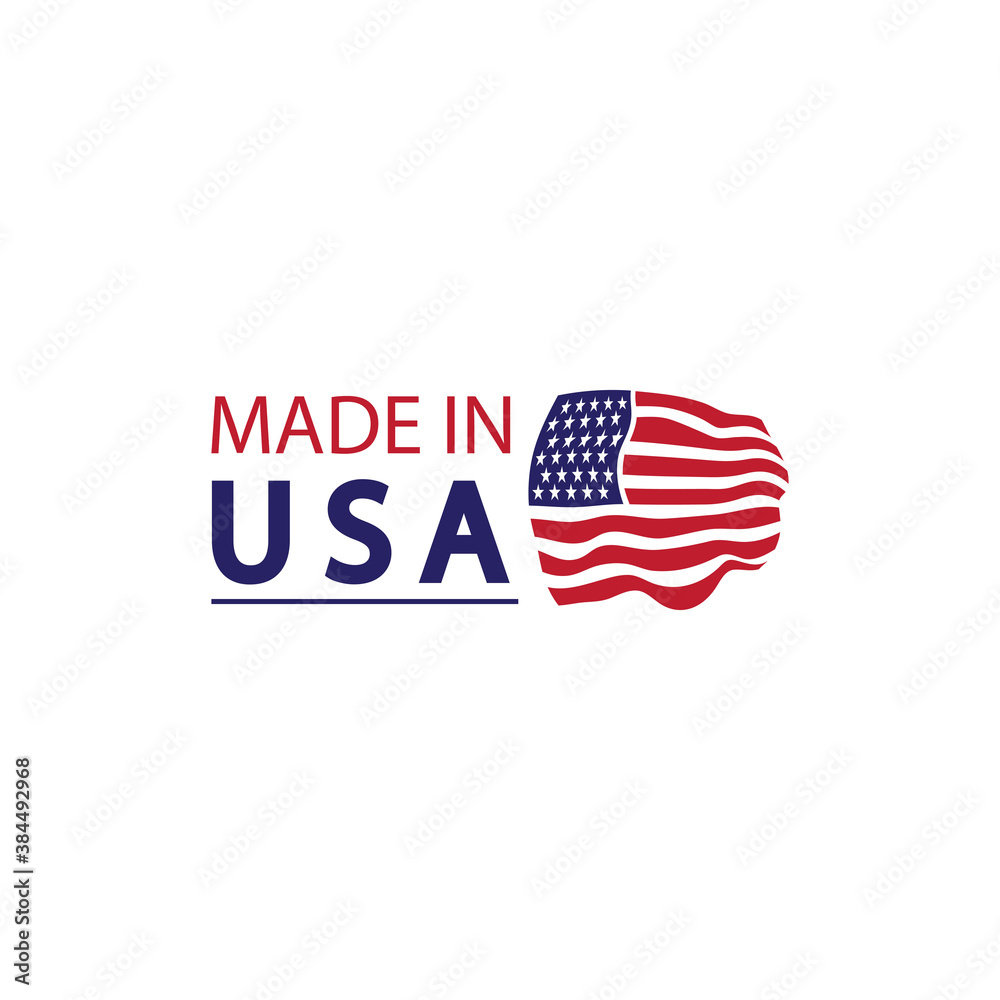 Made in usa logo design. Flag made america american states flags product badge quality patriotic labels emblem star ribbon sticker,Vector illustration Made in usa logo design. Flag made america american states flags product badge quality patriotic labels emblem star ribbon sticker,Vector illustration