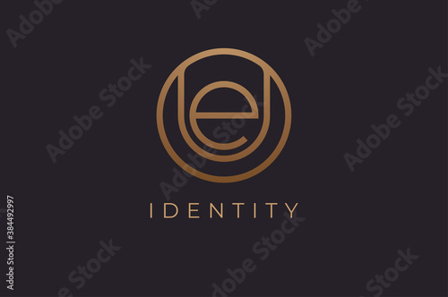 Abstract initial letter E and U logo,usable for branding and business logos, Flat Logo Design Template, vector illustration