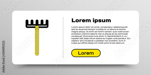 Line Garden rake icon isolated on white background. Tool for horticulture, agriculture, farming. Ground cultivator. Housekeeping equipment. Colorful outline concept. Vector.