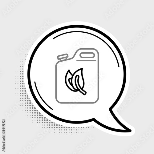 Line Bio fuel canister icon isolated on grey background. Eco bio and barrel. Green environment and recycle. Colorful outline concept. Vector.