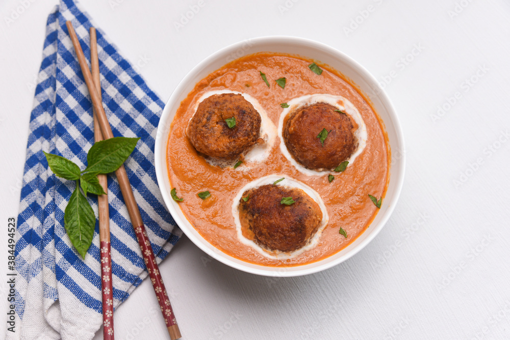 Malai Kofta Curry Mughlai or Haryanvi style Methi in white cream