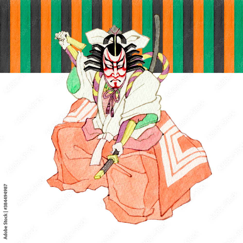 筋隈 暫 歌舞伎 隈取り 水彩 イラスト Stock Illustration Adobe Stock 筋隈 暫 歌舞伎 隈取り 水彩 イラスト Stock Illustration Adobe Stock