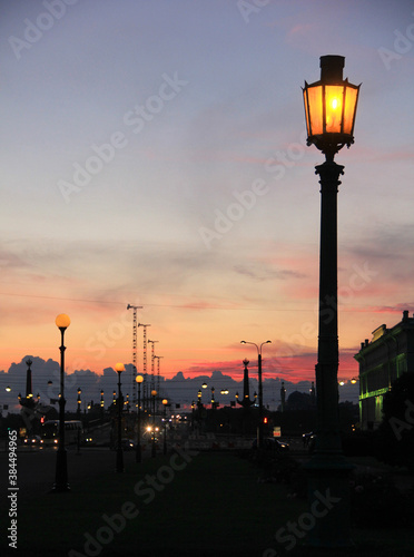 Retro street city light lamp whit orange glass © Николай Григорьев