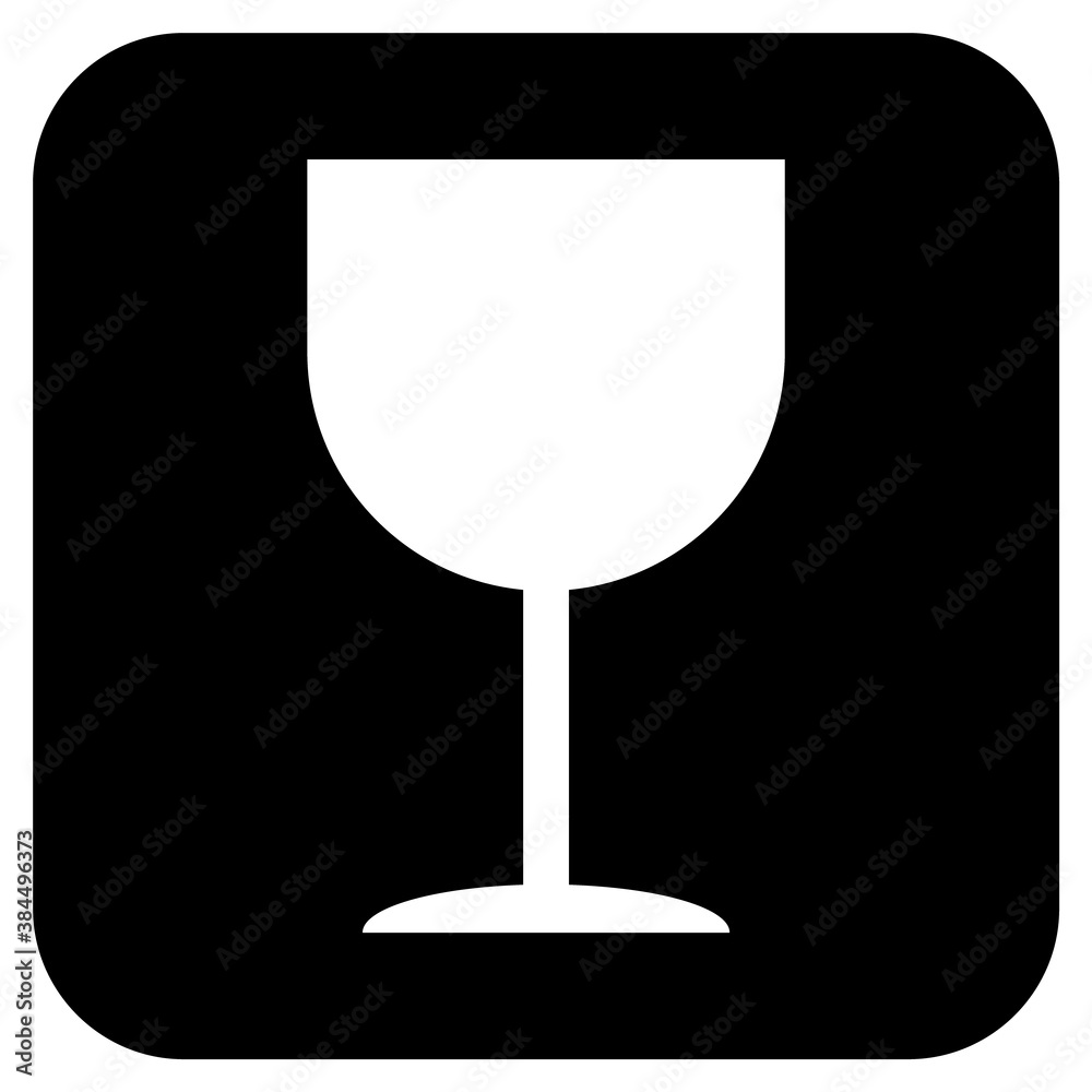 Fragile flat icon isolated on black background. Fragile package symbol. Label vector illustration Fragile flat icon isolated on black background. Fragile package symbol. Label vector illustration