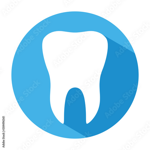 Tooth flat icon isolated in blue circle and on white background. Tooth vector illustration. Dentistry symbol. Stomatology