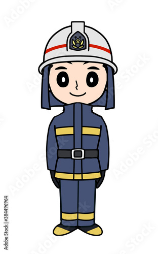 消防士　防火服　イラスト