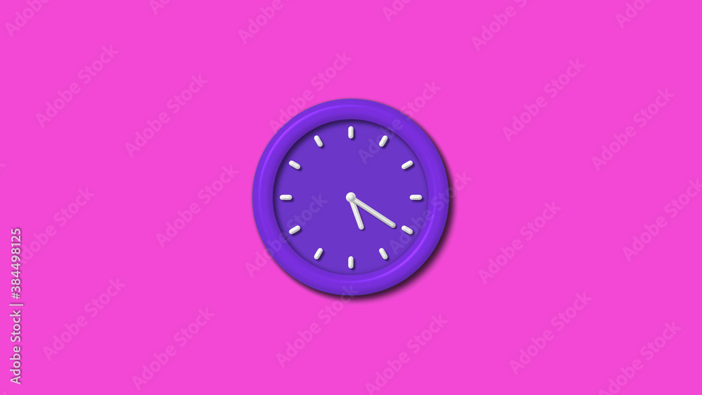 Amazing purple color 3d wall clock isolated on pink background,Counting down 3d wall clock Amazing purple color 3d wall clock isolated on pink background,Counting down 3d wall clock