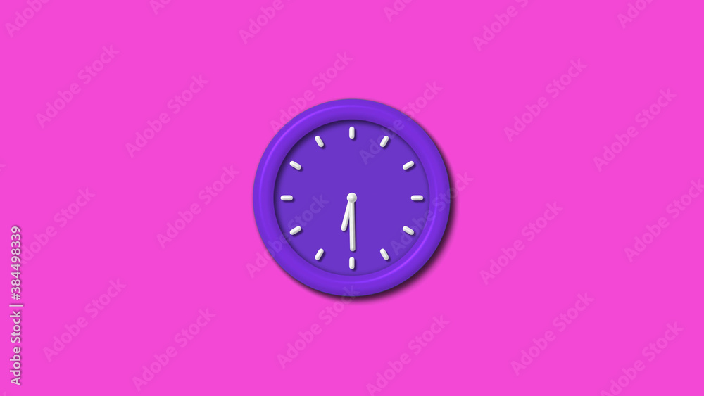 Amazing purple color 3d wall clock isolated on pink background,Counting down 3d wall clock Amazing purple color 3d wall clock isolated on pink background,Counting down 3d wall clock