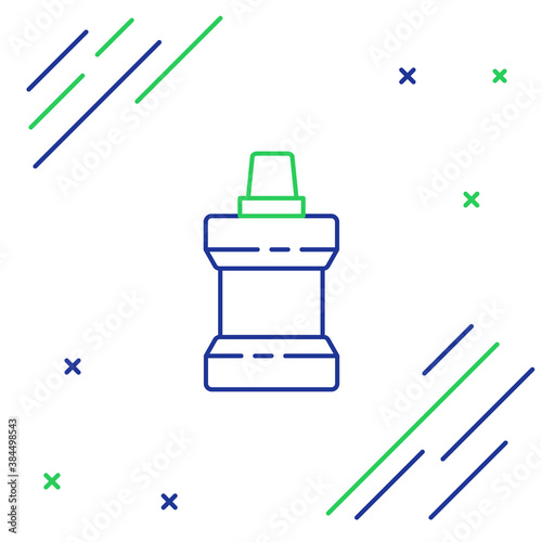 Line Mouthwash plastic bottle icon isolated on white background. Liquid for rinsing mouth. Oralcare equipment. Colorful outline concept. Vector.