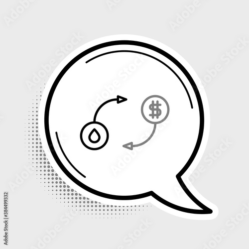 Line Oil exchange, water transfer, convert icon isolated on grey background. Colorful outline concept. Vector.