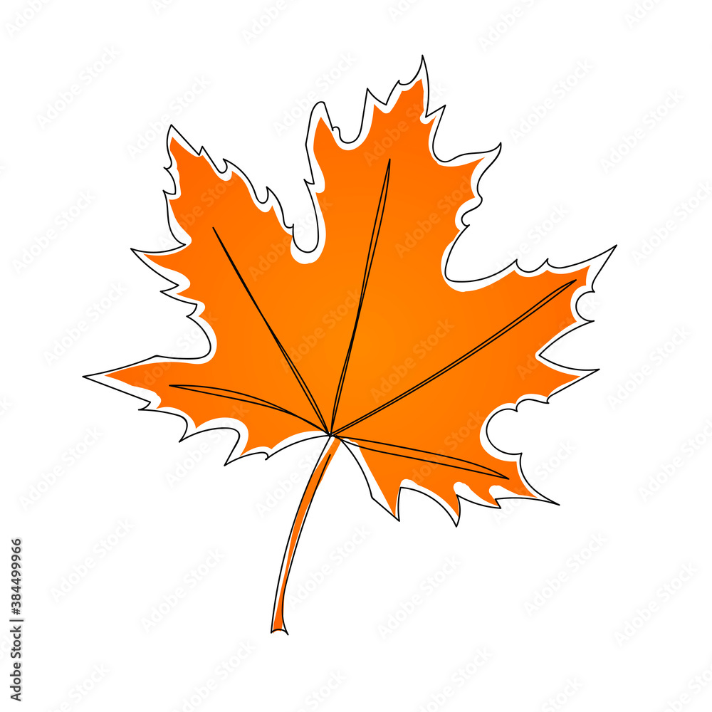 Fototapeta premium Vector autumn leaf continuous line drawing. Logo, icon, label. Vector illustration.