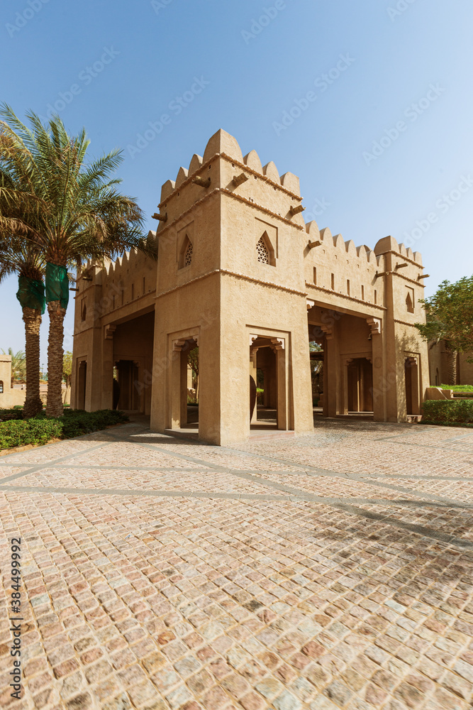 Exterior view of arabian middle eastern architecture