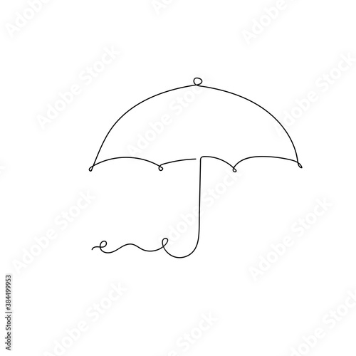 Umbrella vector icon continuous line isolated on white background.