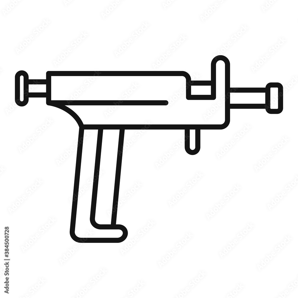 Tattoo gun icon. Outline tattoo gun vector icon for web design isolated on white background