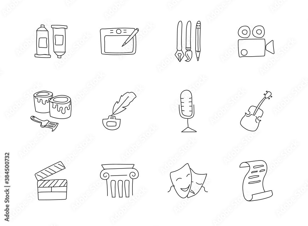 art doodles isolated on white. art icon set for web design, user interface, mobile apps and print art doodles isolated on white. art icon set for web design, user interface, mobile apps and print