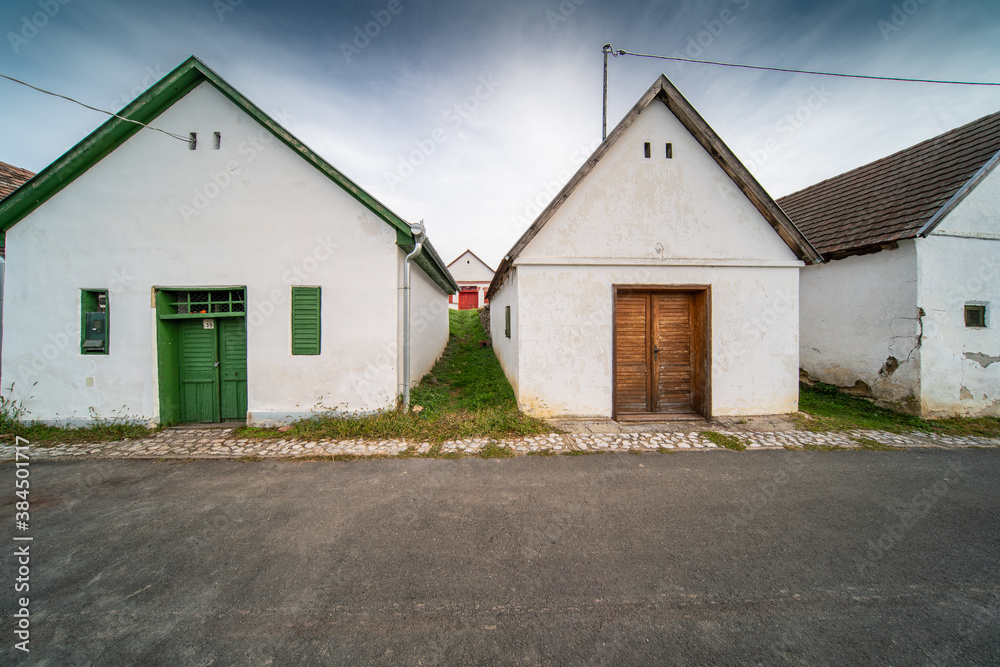 Wine cellars in a row in Southern Hungary in Palkonya Wine cellars in a row in Southern Hungary in Palkonya