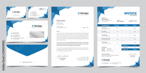 Corporate business branding identity, Letterhead, Business card, Invoice, Envelope design