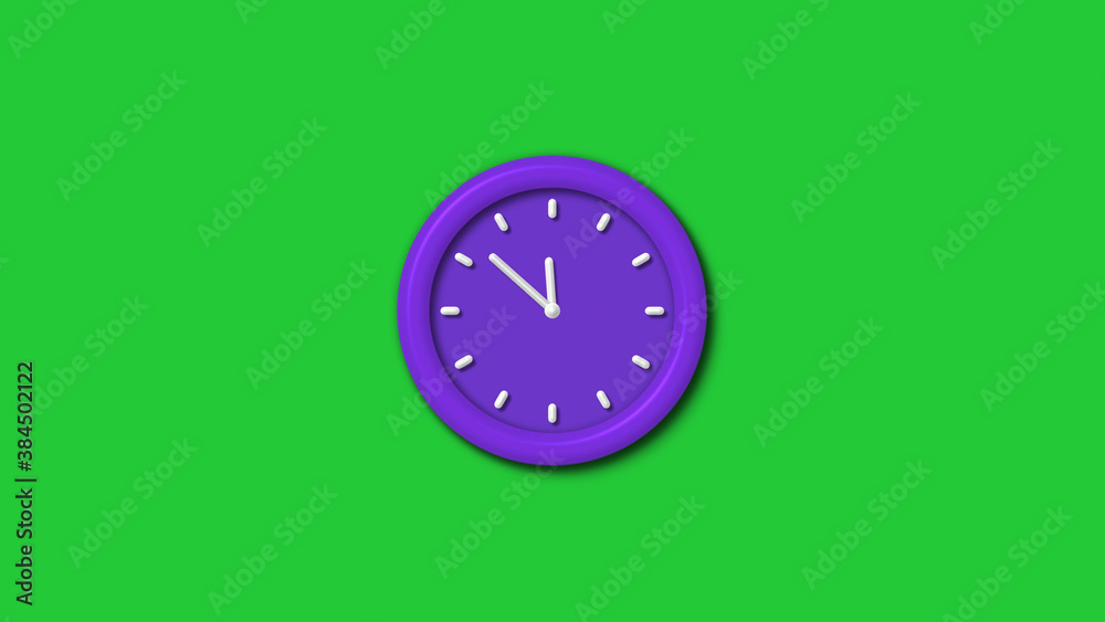 New purple color 3d wall clock isolated on green background,12 hours wall clock New purple color 3d wall clock isolated on green background,12 hours wall clock