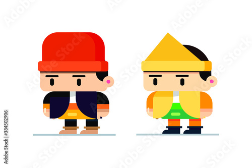 Indonesian cartoon character in traditional dress