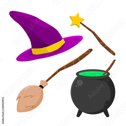 witch accessories graphic asset. magical themed vector.