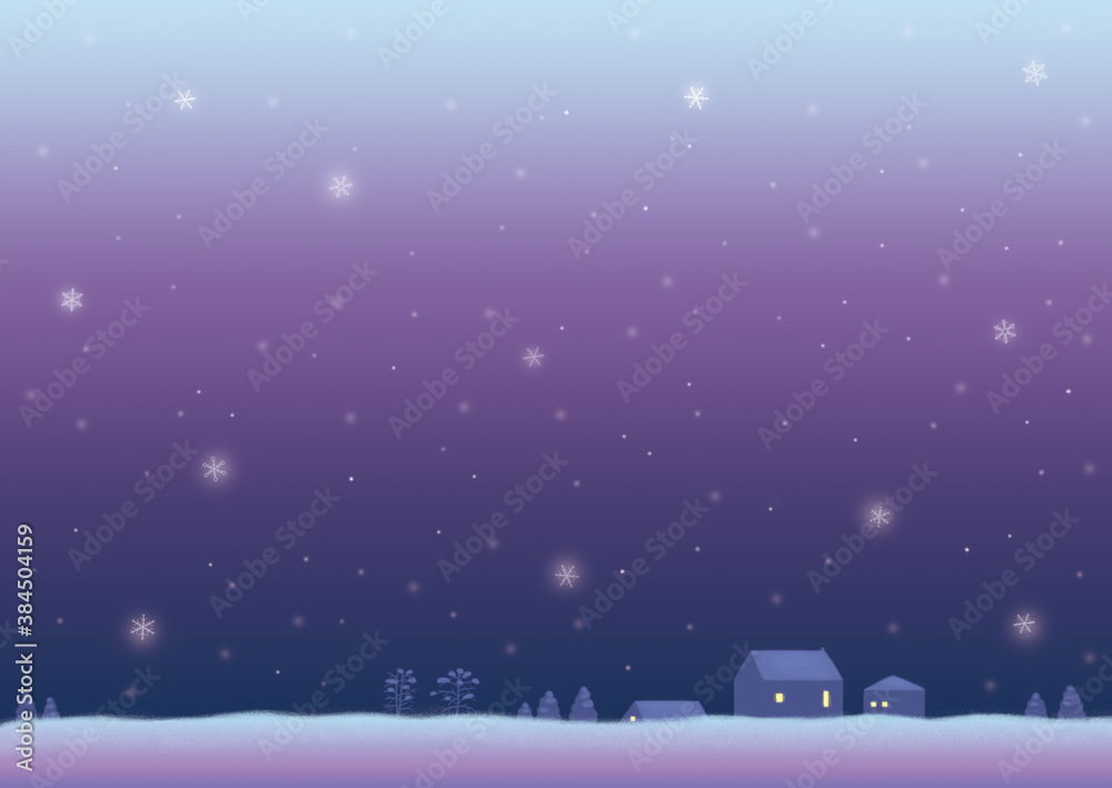 Naklejka premium 雪景色の背景イラスト グラデーションバージョン