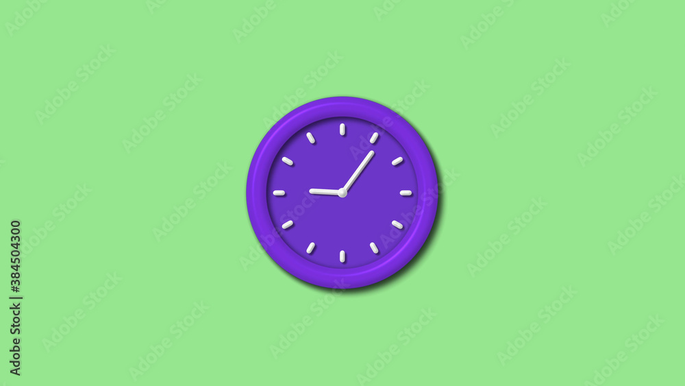 New purple color 3d wall clock isolated on green light background,Counting down wall clock isolated New purple color 3d wall clock isolated on green light background,Counting down wall clock isolated