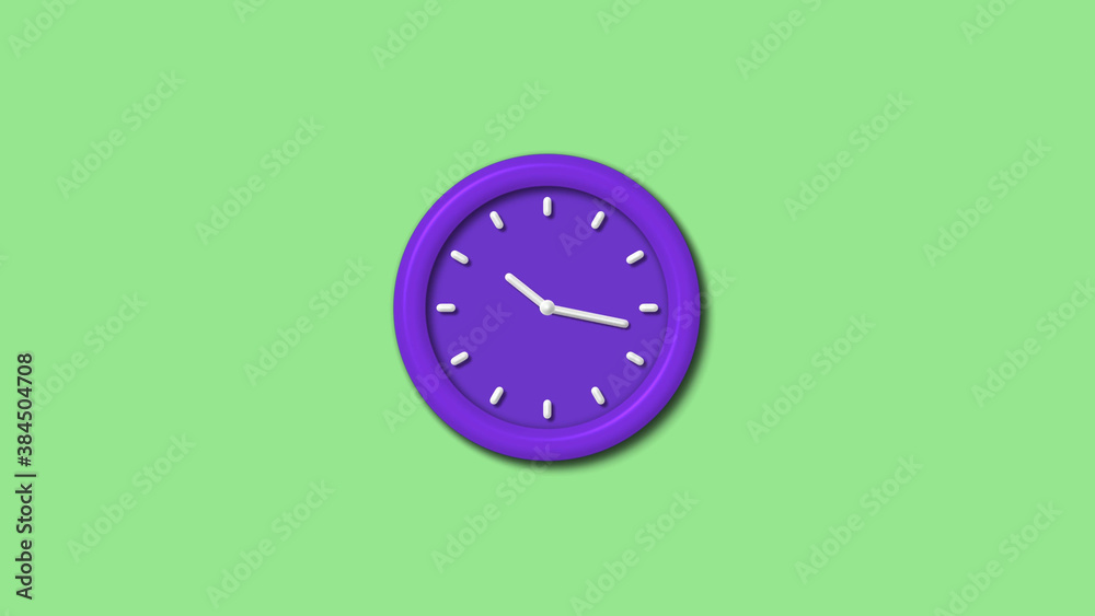 New purple color 3d wall clock isolated on green light background,Counting down wall clock isolated New purple color 3d wall clock isolated on green light background,Counting down wall clock isolated