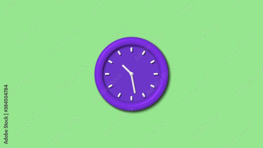 New purple color 3d wall clock isolated on green light background,Counting down wall clock isolated New purple color 3d wall clock isolated on green light background,Counting down wall clock isolated