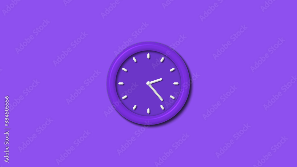 12 hours 3d wall clock isolated on purple background, counting down wall clock 12 hours 3d wall clock isolated on purple background, counting down wall clock