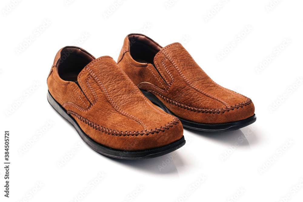 Elegant brown fashion leather shoes isolated on white background Elegant brown fashion leather shoes isolated on white background