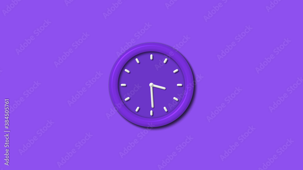 12 hours 3d wall clock isolated on purple background, counting down wall clock 12 hours 3d wall clock isolated on purple background, counting down wall clock
