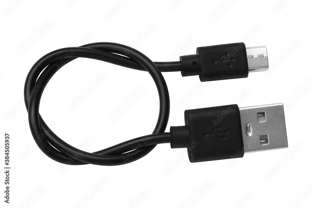 USB Micro cables isolated on white background. USB Micro cables isolated on white background.