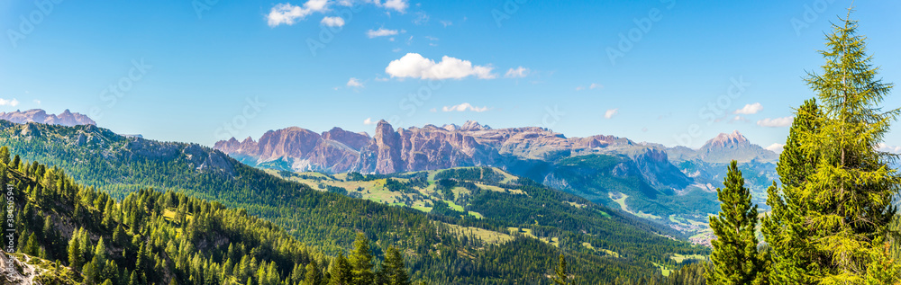 Panoramic view from the Valparola Pass in Dolomites - South Tyrol, Italy