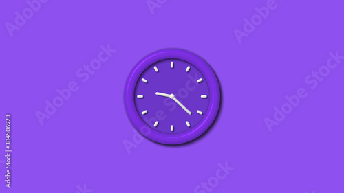 New purple color 3d wall clock isolated on purple background,3d wall clock