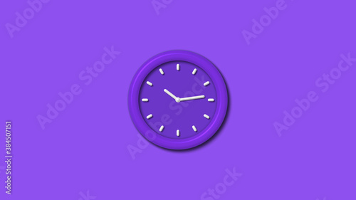 New purple color 3d wall clock isolated on purple background,3d wall clock