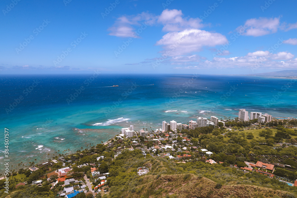 Ocean view from Diamond Head, Honolulu, Oahu, Hawaii
