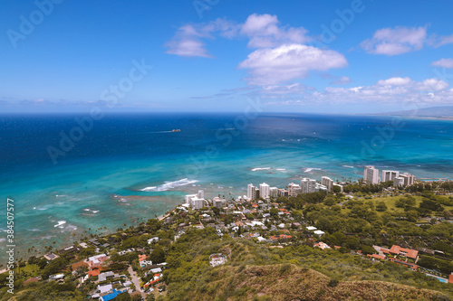 Ocean view from Diamond Head, Honolulu, Oahu, Hawaii 