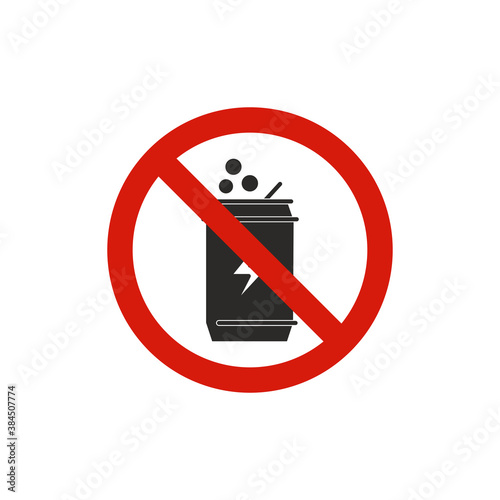 No energy drink allowed sign. Prohibition symbol modern, simple, vector, icon for website design, mobile app, ui. Vector Illustration
