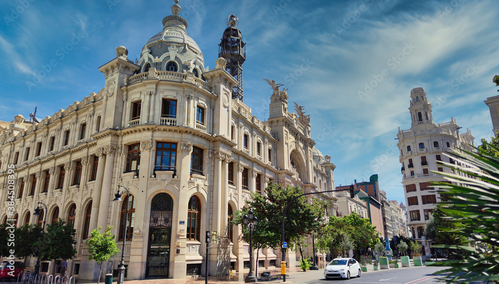 Naklejka premium Post office building in Valencia city hall square