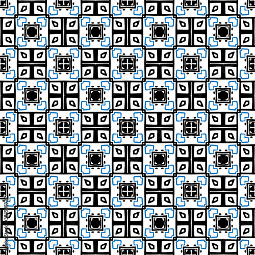 seamless handmade black and blue batik pattern