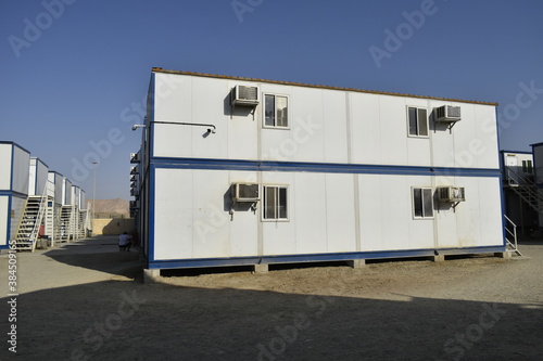 Portacabin, porta cabin, temporary labors camp , Mobile building in industrial site or office container Portable house and office cabins. Labor Camp. Porta cabin. small temporary houses