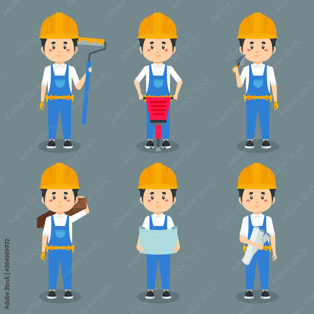 Stock Vector Construction Workers with Various Activities Stock Vector Construction Workers with Various Activities